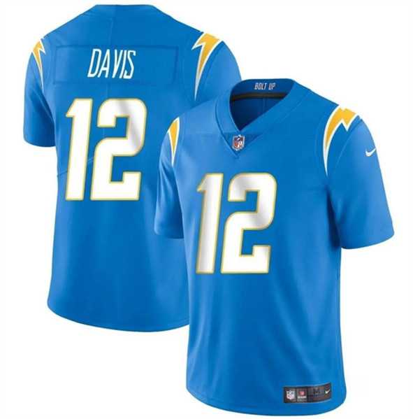 Men & Women & Youth Los Angeles Chargers #12 Derius Davis Blue 2024 Vapor Limited Football Stitched Jersey